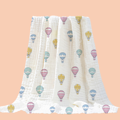 ผ้าฝ้าย 100% พิมพ์เด็ก Swaddle ทอผู้หญิงสบายๆ 40 วินาทีสามชั้นทารกผ้าห่ม Crepe Guze ผ้า