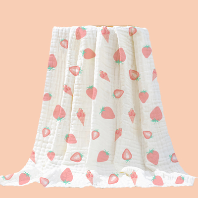 ผ้าฝ้าย 100% พิมพ์เด็ก Swaddle ทอผู้หญิงสบายๆ 40 วินาทีสามชั้นทารกผ้าห่ม Crepe Guze ผ้า