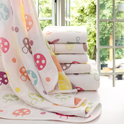 เส้นด้ายย้อม 20S ผ้าฝ้าย Jacquard สีขาวสี่ชั้นสัมผัสนุ่ม