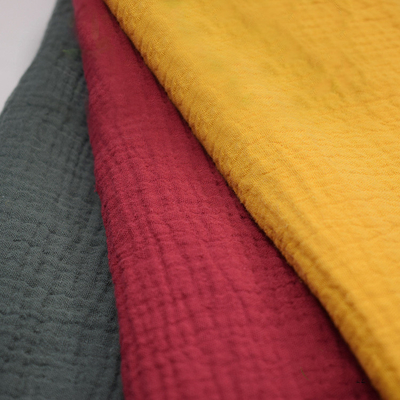 125-130GSM สี่ชั้น Crinkle Cheesecloth ผ้า Red Gauze Fabric
