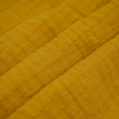 เส้นด้ายย้อม 130GSM สีเหลือง Crepe Gauze ผ้า Crinkle Double Gauze Fabric