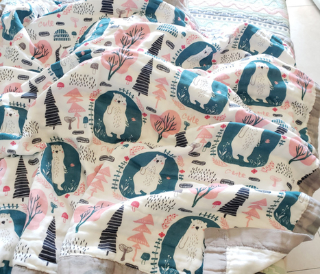 ผ้าก๊อซเด็กพิมพ์เอง 180GSM ธรรมชาติต้านทานรังสีอัลตราไวโอเลต