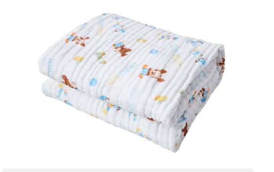 ผ้าก๊อซพิมพ์ลายหนา 175X135 ผ้าห่มผ้าฝ้ายอินทรีย์หกชั้น