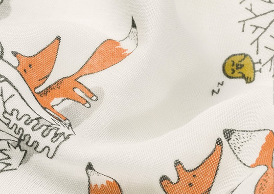 Summer Thin Muslin Gauze Fabric 53 นิ้ว Lovely Fox Picture Design