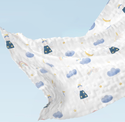 พิมพ์ปฏิกิริยา ผ้าก๊อซ 6 ชั้น 58 นิ้ว ให้ความอบอุ่นเด็ก Swaddle Fabric