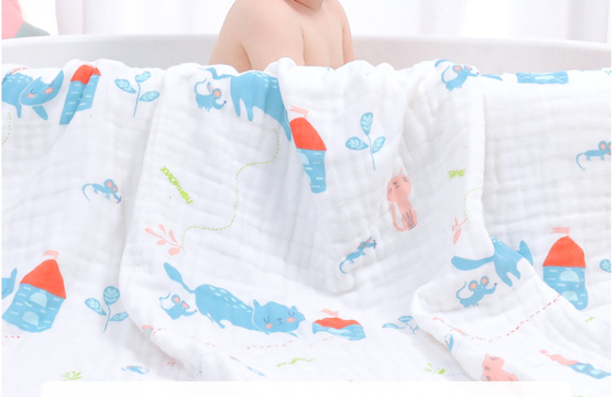 พิมพ์ปฏิกิริยา ผ้าก๊อซ 6 ชั้น 58 นิ้ว ให้ความอบอุ่นเด็ก Swaddle Fabric