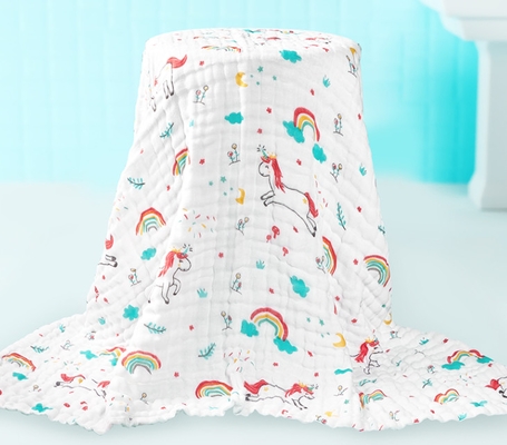 250GSM Crepe 6 Layer Gauze ผ้าลายน่ารักดูดซับความชื้น