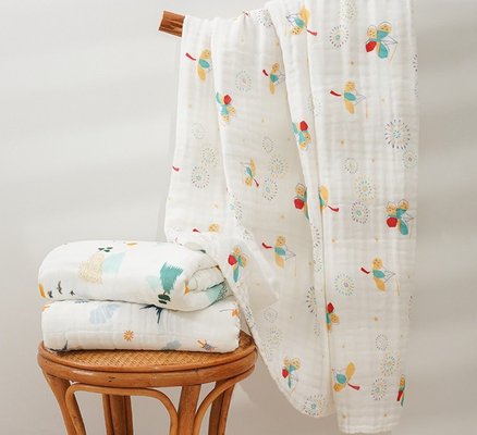 ผ้าฝ้ายหลายชั้น Crinkle Gauze ผ้าห่ม Soft Gauze Fabric