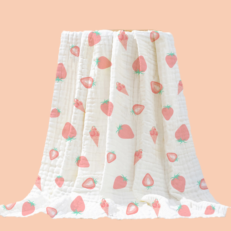 ผ้าฝ้าย 100% พิมพ์เด็ก Swaddle ทอผู้หญิงสบายๆ 40 วินาทีสามชั้นทารกผ้าห่ม Crepe Guze ผ้า