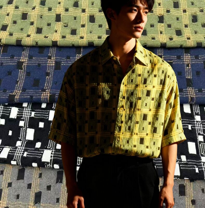 ผ้าเชิ้ตแฟชั่นลายสก๊อต 100% ผ้าฝ้าย 130 แกรม ผสมผสานศิลปะ