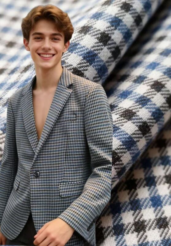 27% ไรยอน 70% โพลิเอสเตอร์ 3% สเปนเด็กซ์ 260 กรัม เช็ค ทนต่อริ้วรอยและทนทาน เนื้อผ้าเนื้อเยื่อเรียบ